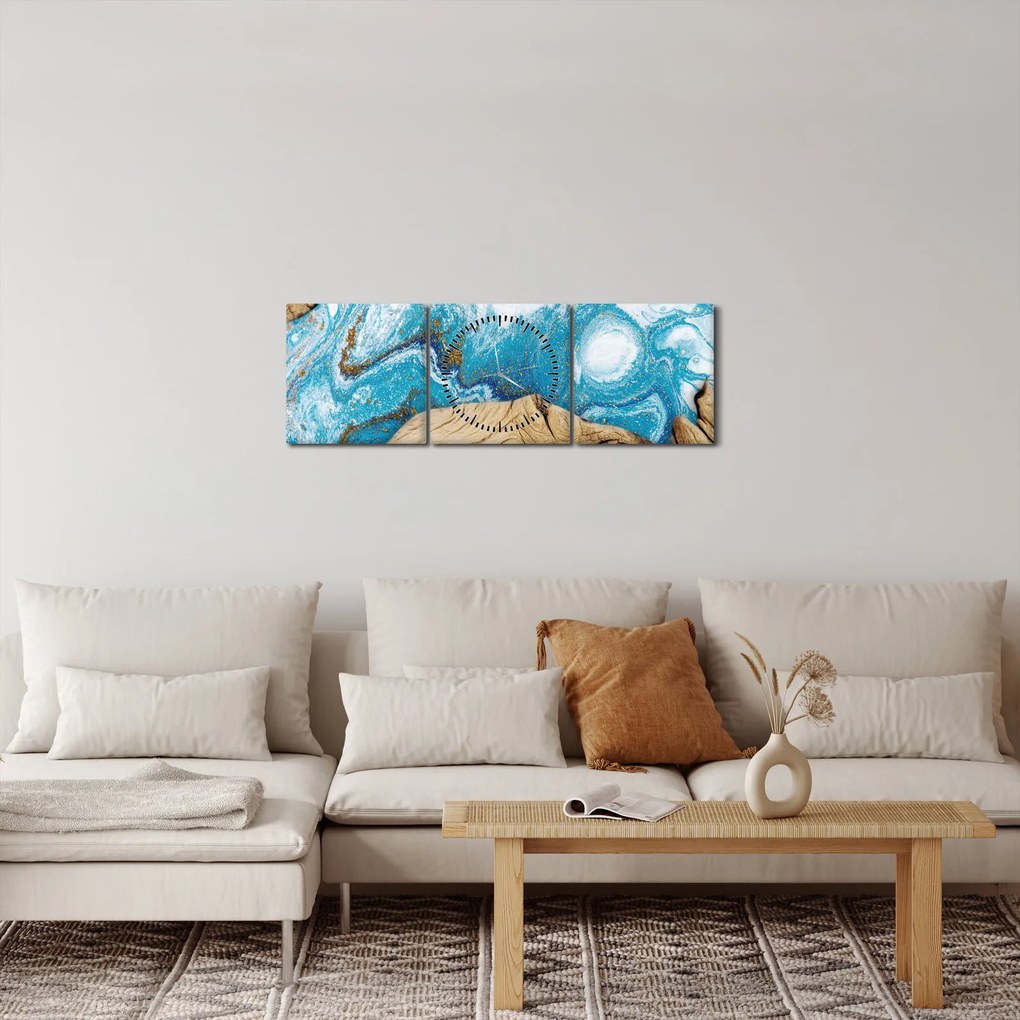 Tablou - Lemn (cu ceas) (90x30 cm)