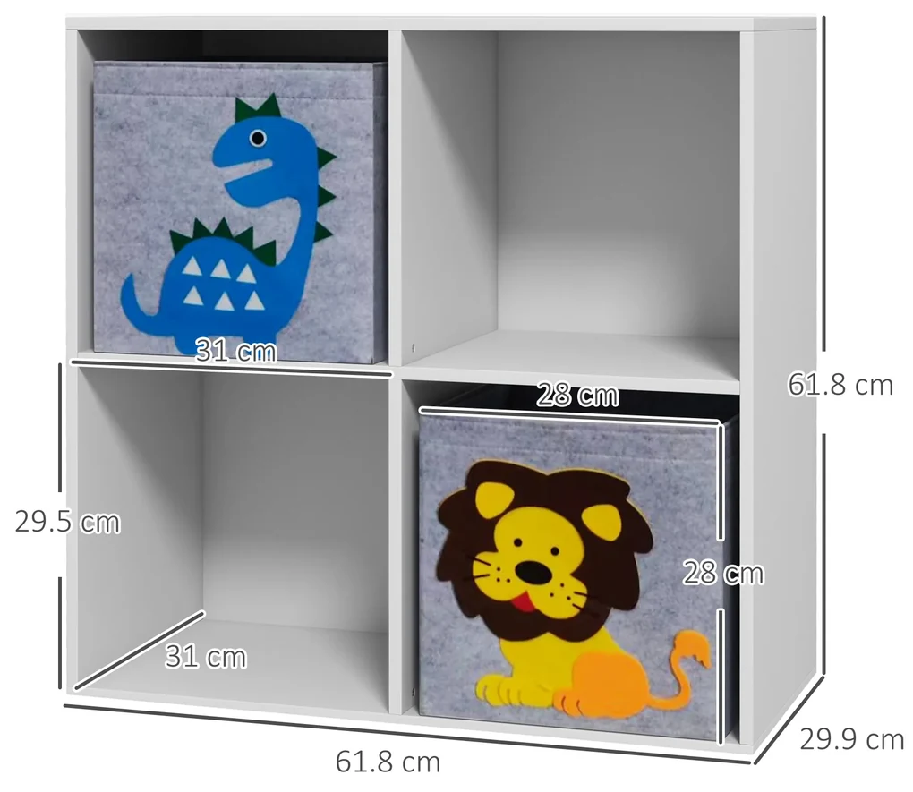 ZONEKIZ Cutii Depozitare Jucării cu 2 Sertare, Material Netesut, Alb | Aosom Romania