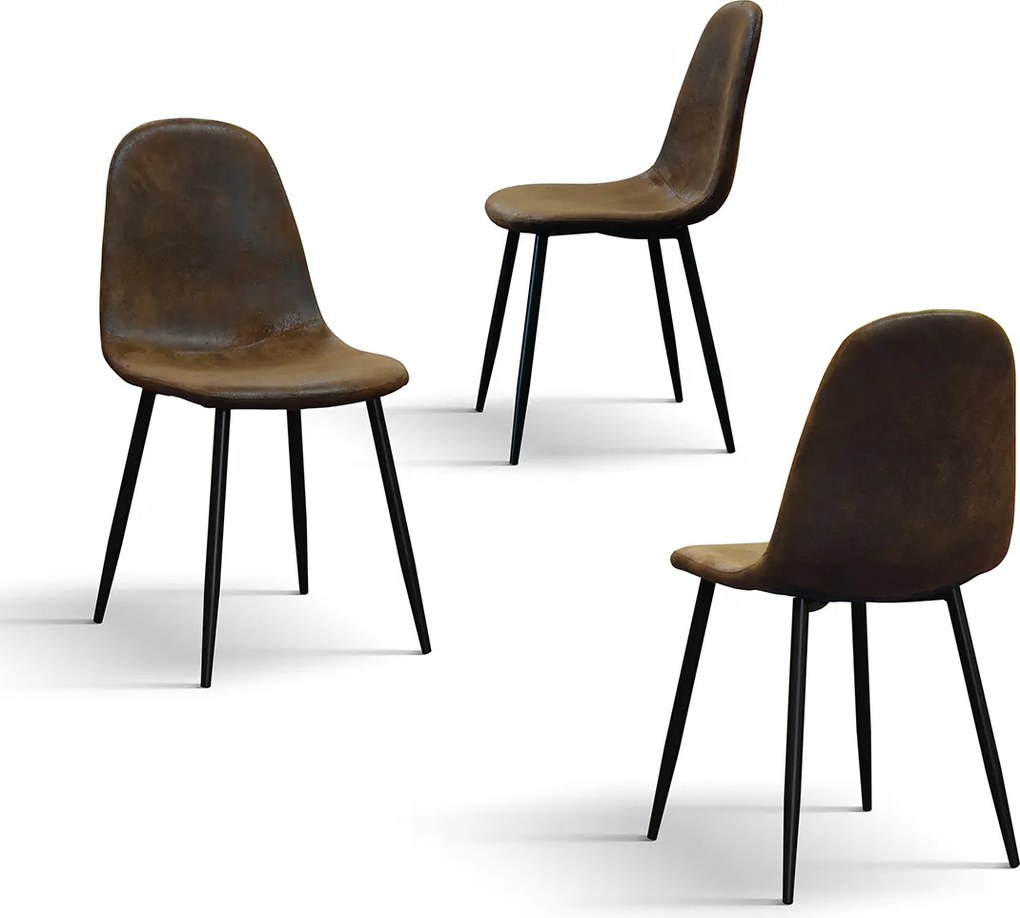 SET 4 Scaune Industry, piele intoarsa ecologica ,structura metalica