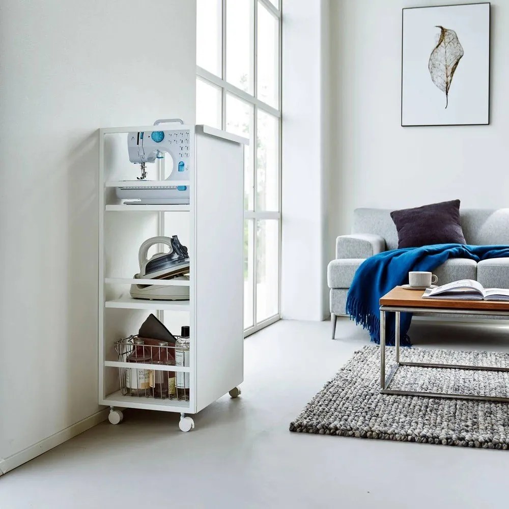 Etajeră pe roți albă din metal 42x84,5x32 cm Tower – YAMAZAKI