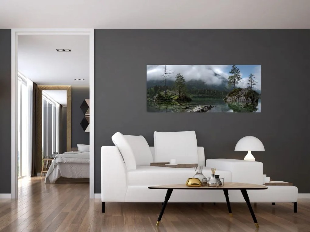 Tablou cu pomi în lac (120x50 cm)