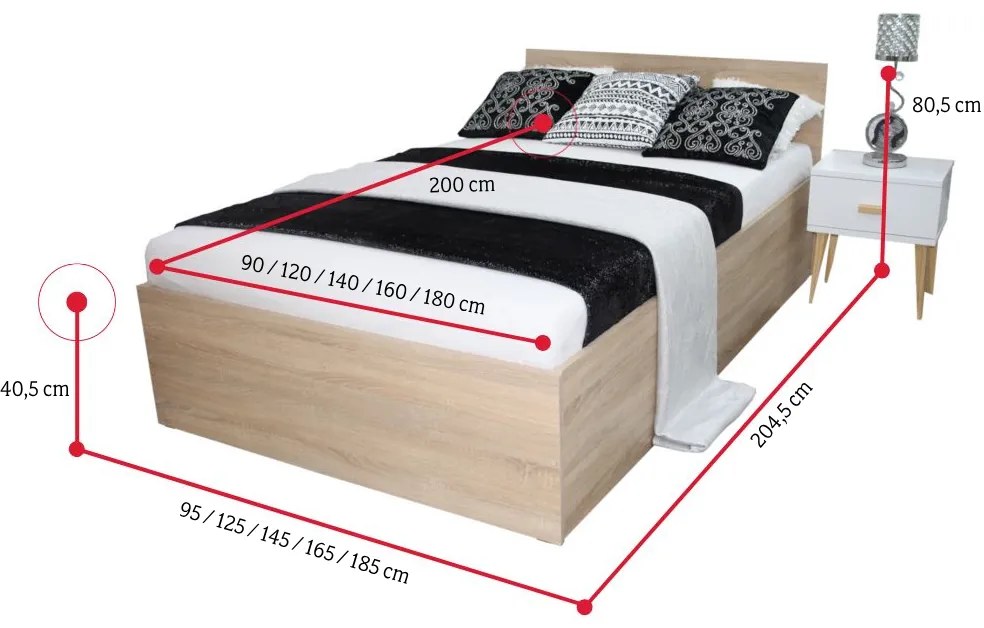 Supermobel Pat EBONY + saltea + somieră GRATIS, 90x200, trufla