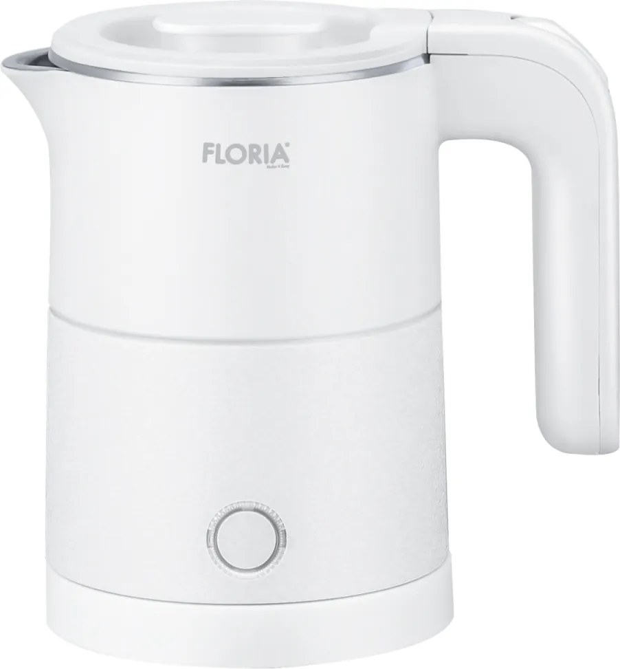 Fierbator electric Floria ZLN1735, Capacitate 500ml, Putere 1000W, Pereti dublii, Inox, Alb