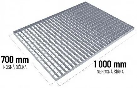 Grătar de podea din oțel 70 x 100 x 3 cm, argintiu