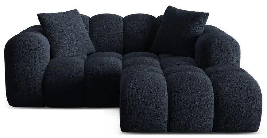 Colțar albastru închis cu tapițerie din chenille (cu colț pe partea dreaptă/cu șezlong) Treno – Cosmopolitan Design