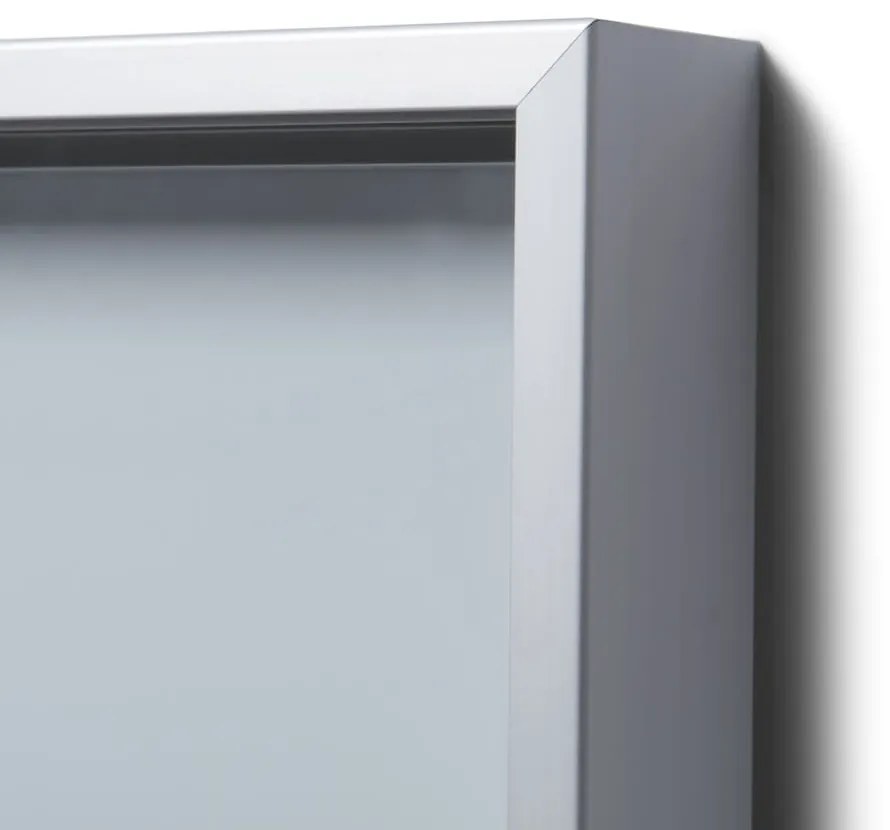 Vitrina cu informații interioare cu uși glisante SLIM 10 x A4 - spate tablă, aluminiu