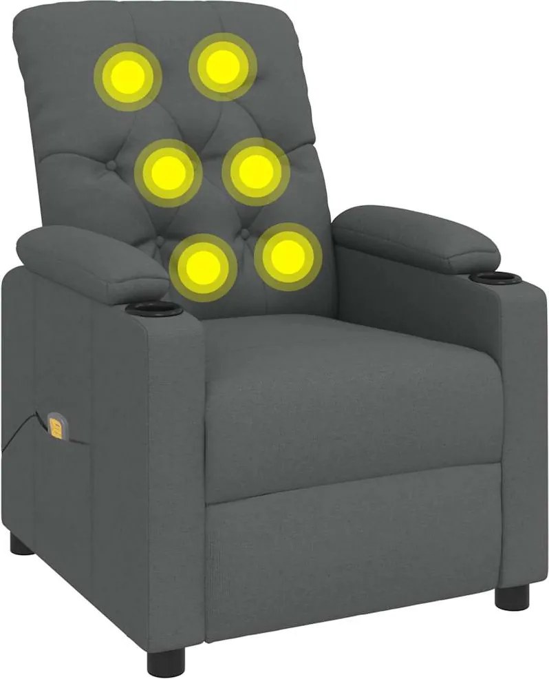 vidaXL Fotoliu de masaj, gri închis, material textil