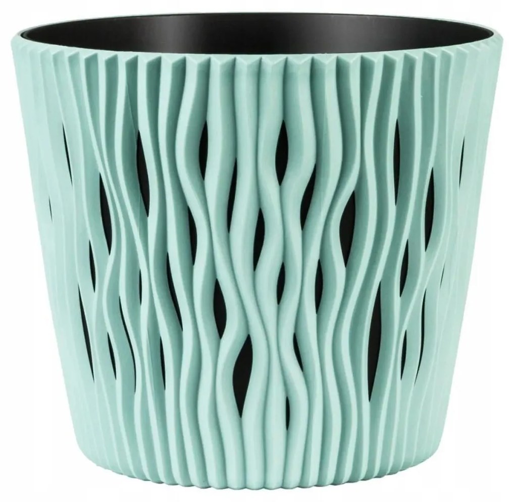 Ghiveci decorativ de flori, rotund, verde, 7.9 L, 26.2x22.2 cm, Sandy Round