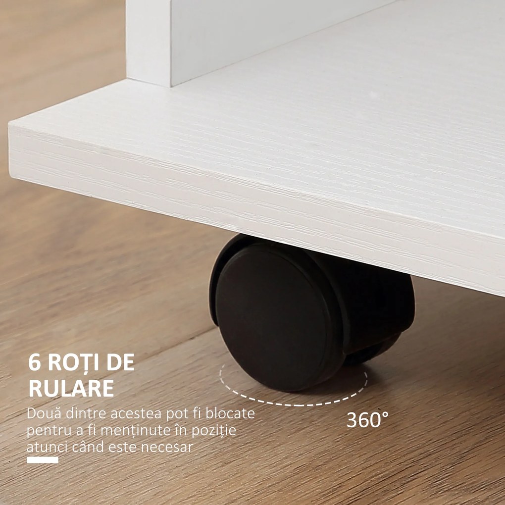 HOMCOM Dulap cu 5 Rafturi și 6 Roți, 120x40x128 cm, Negru | Aosom Romania