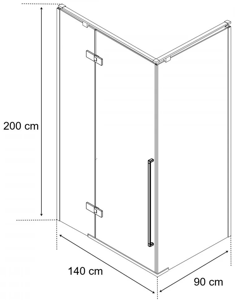 Cabină de duș pătrată Sorrento Plus 90x140 stânga cu înveliș Easy Clean