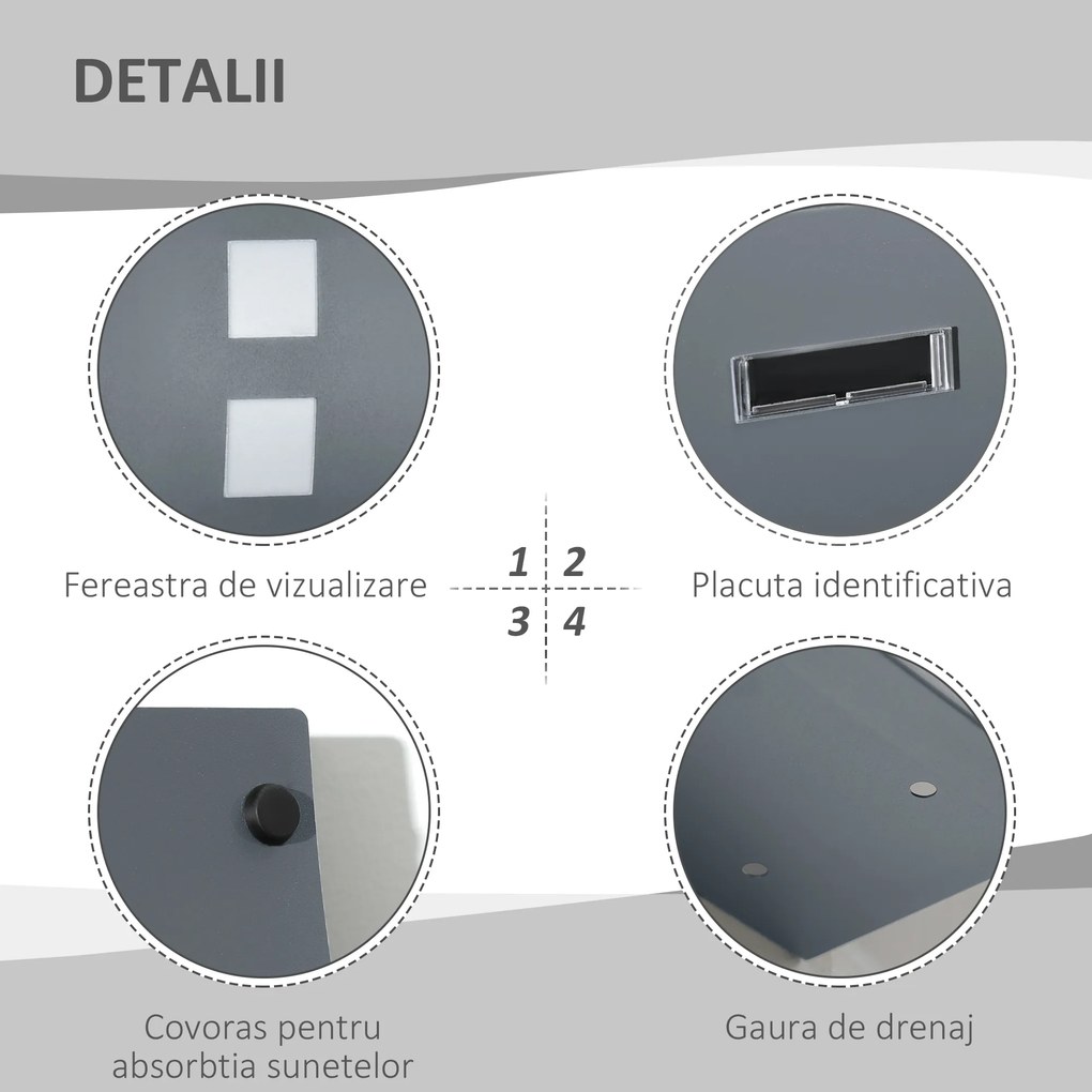 HOMCOM Cutie Postala Curbata din Otel Zincat cu 3 Fante si 2 Chei de Securitate incluse, 45x10x32 cm, Gri | Aosom Romania