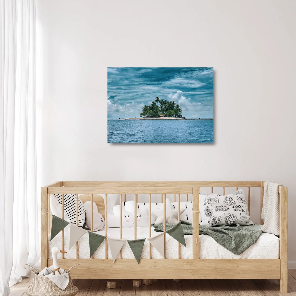 Tablou pe sticlă insula în mare (70x50 cm)