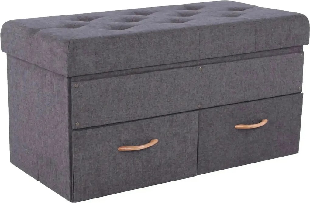 Taburet SULOT TYP 2, stofa clasica gri, cu spatiu depozitare, 84x42x43