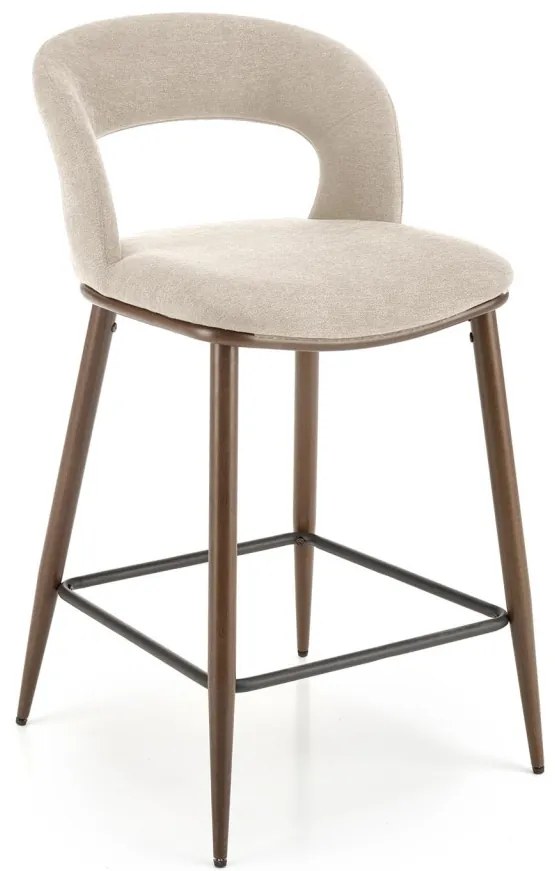 Scaun de bar tapitat H114 bej/nuc