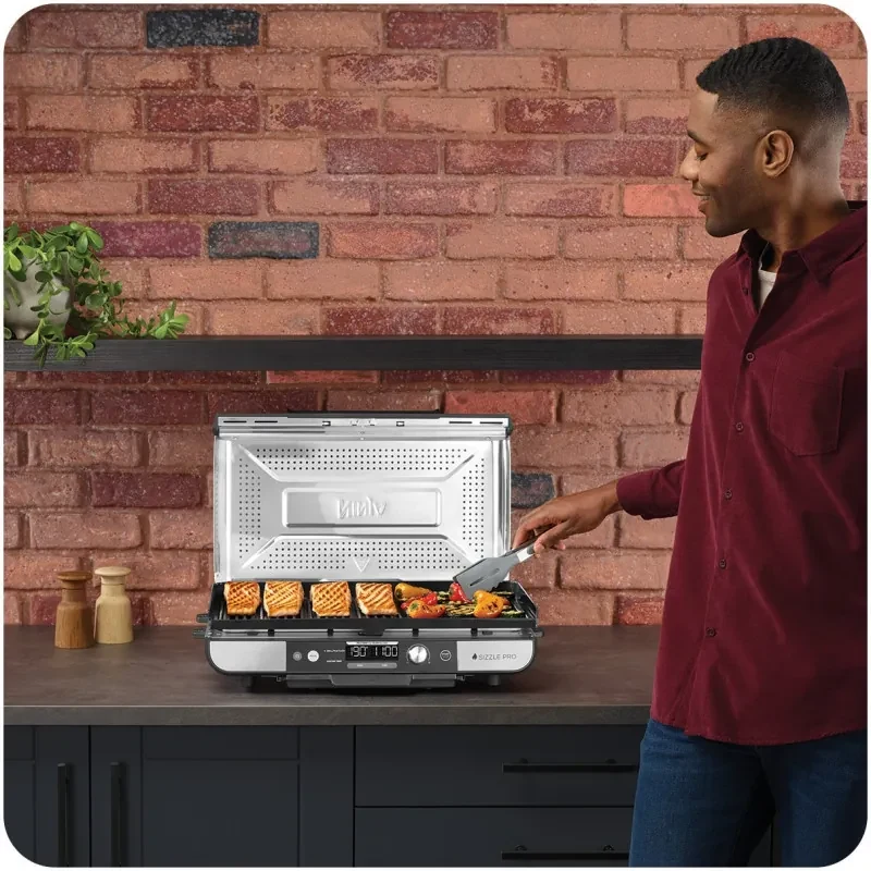 Grătar electric Ninja Sizzle Pro XL GX101EU, 1800W, 120°-260°C, 2 ...
