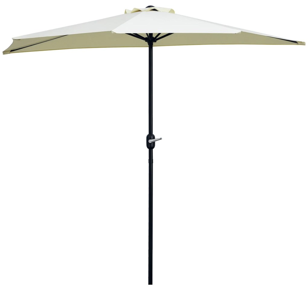 Outsunny Umbrelă Semicirculară de Perete cu Manivelă și 5 Spițe, 2.6x1.35x2.3 m, Bej | Aosom Romania