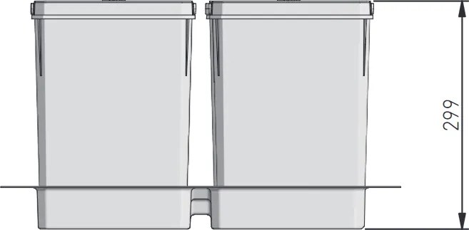 Cos gunoi incorporabil in sertar, Axispace GTV, colectare selectiva, pentru corp de 600 mm, gri antracit, 2 x 15 l + 2 x 7 l Plastic, Gri antracit,