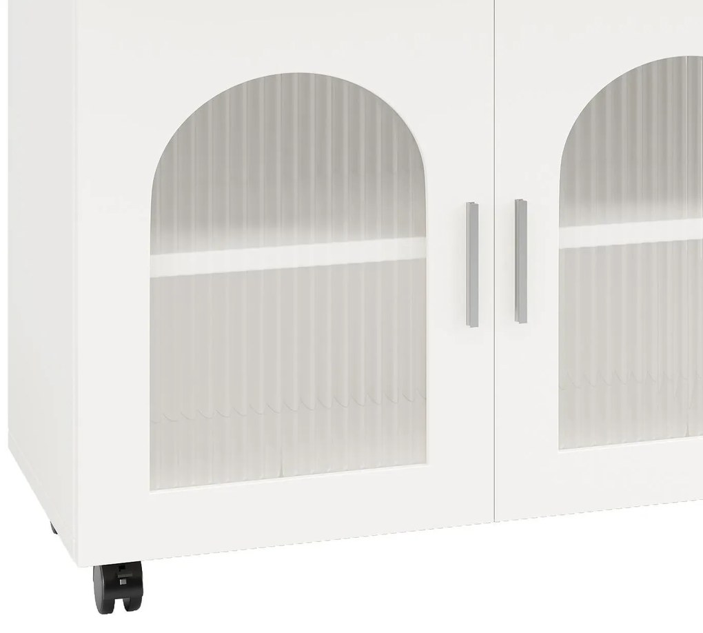 Insulă de bucătărie modernă, Alb+Culoare naturală | Aosom Romania