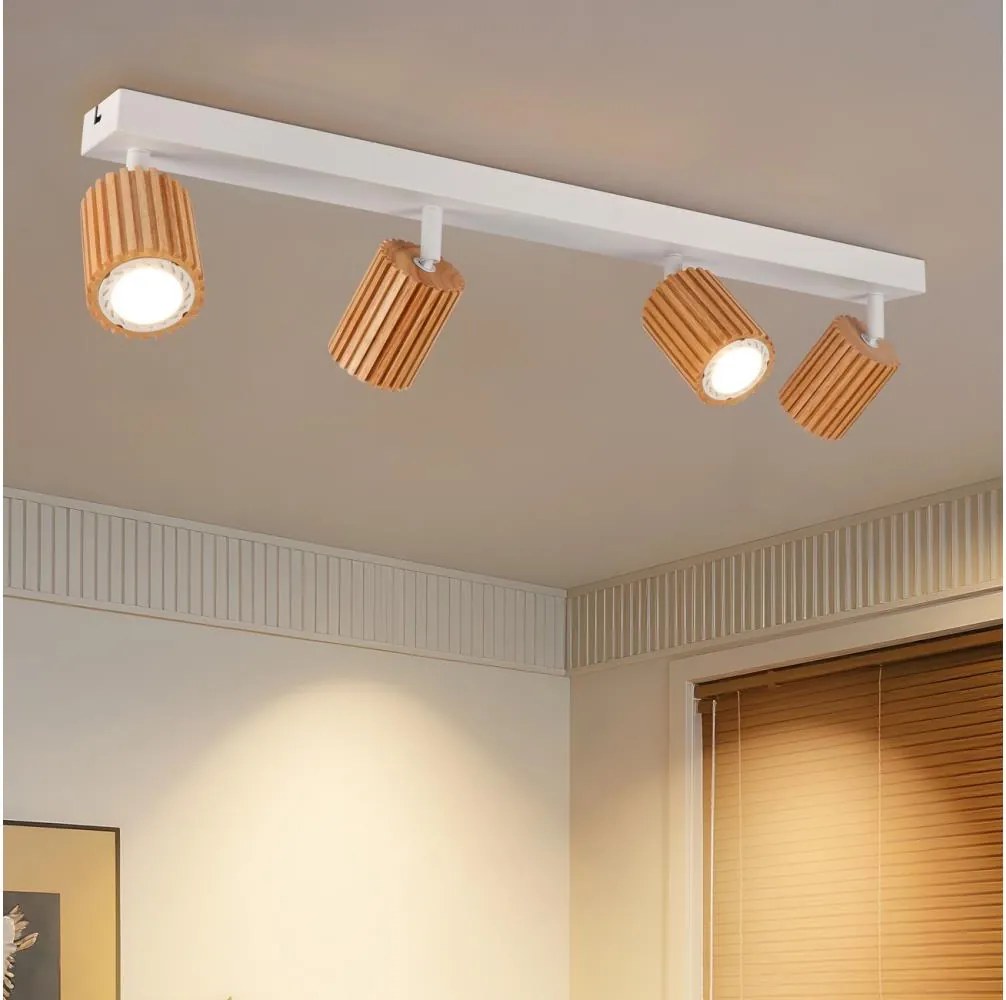 Brilagi - Lampă cu spoturi MODERN WOOD 4xGU10/8W/230V lemn/alb