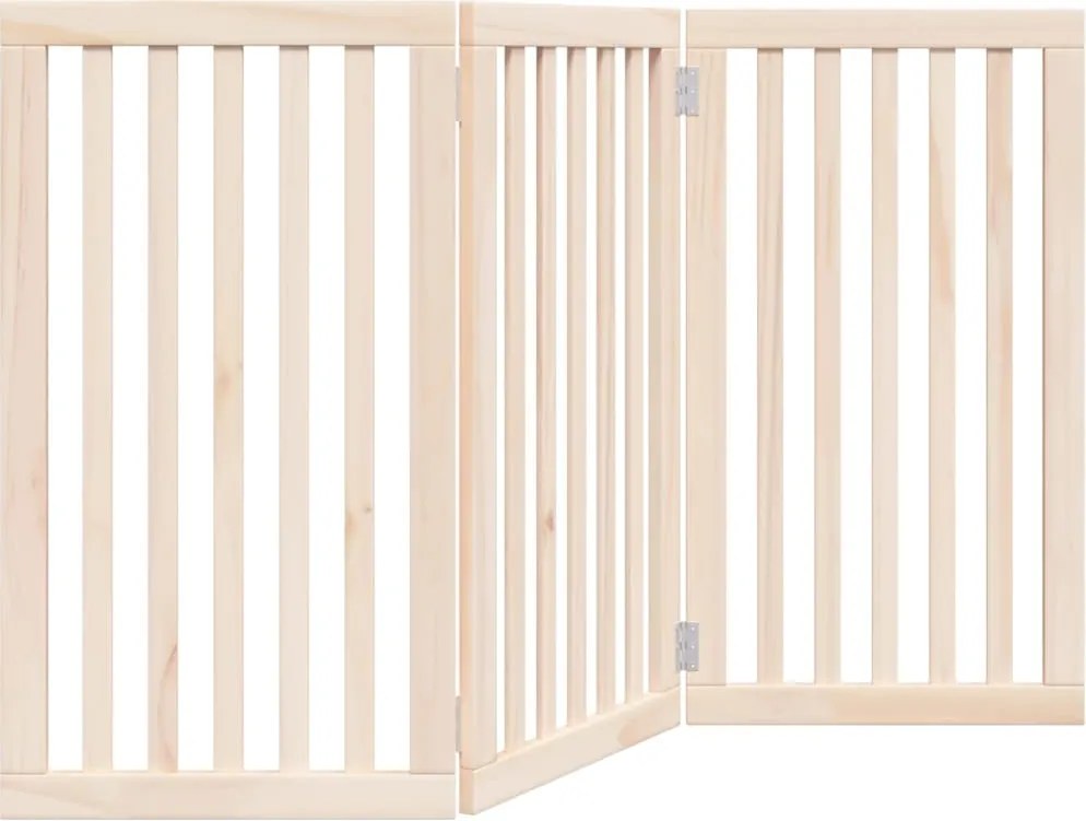 vidaXL Poartă de acces pentru câini pliabilă, 3 panouri, 150 cm, lemn de plop