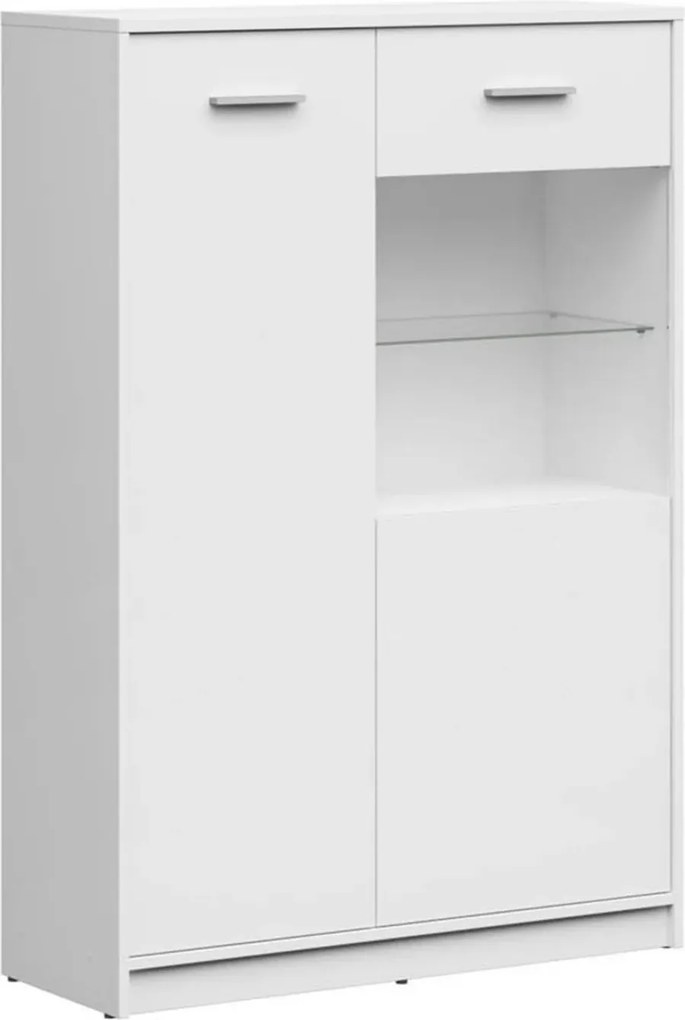 Vitrina NEPO PLUS, alb, PAL laminat/sticla, 90x34x132 cm