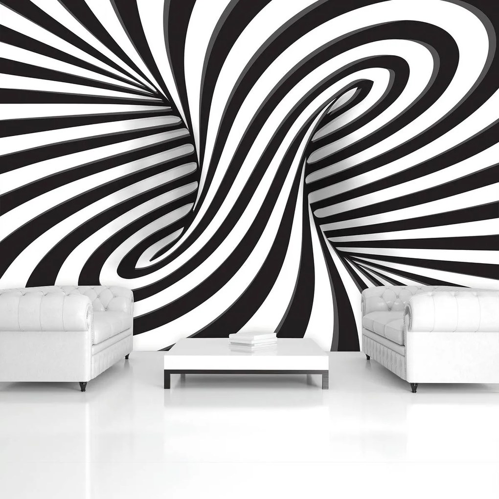 Fototapet - Cercuire 3D alb neagră (152,5x104 cm)