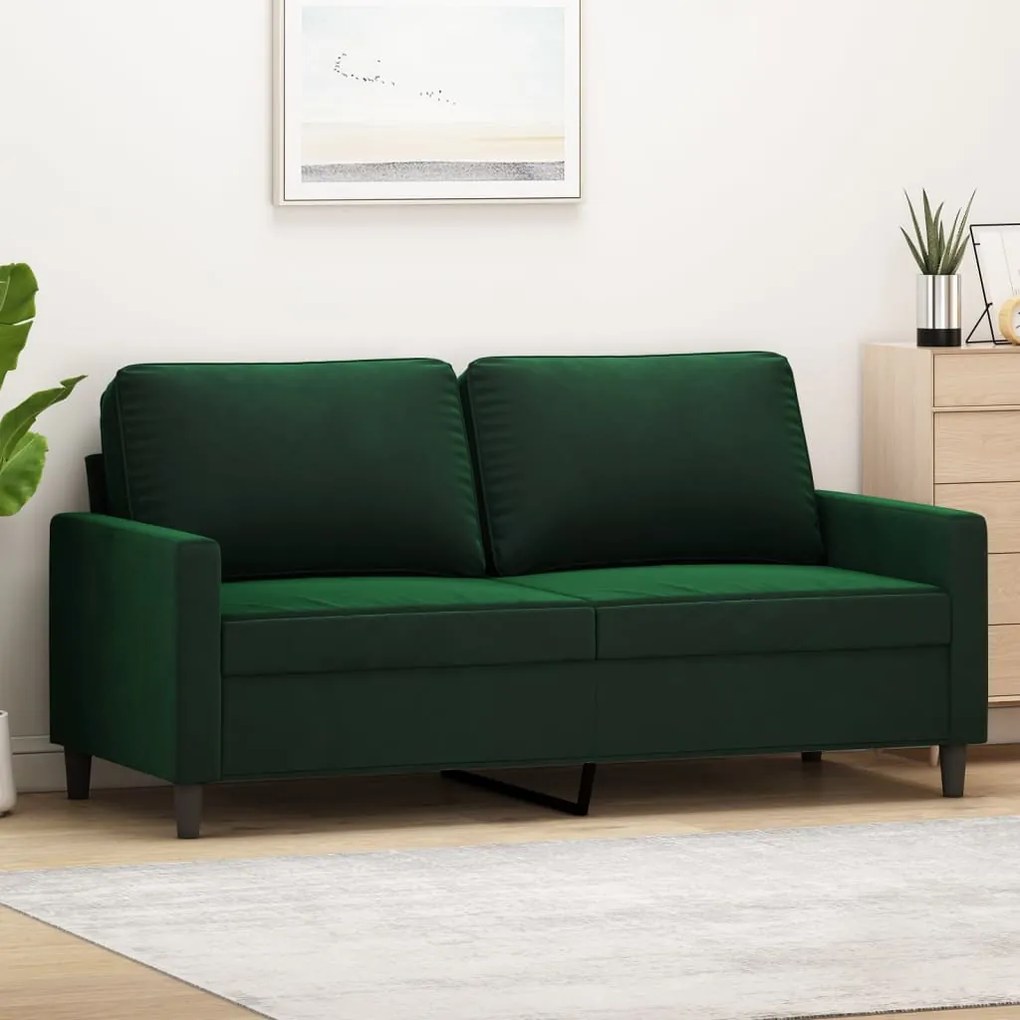 348747 vidaXL Canapea cu 2 locuri, verde închis, 140 cm, catifea