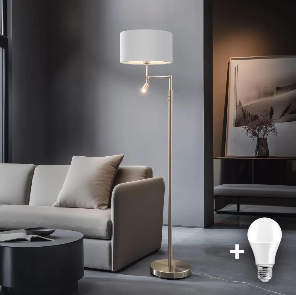 Eglo - Lampadar LED TUNJA 1xE27/60W/230V + LED/2,1W Ø 38 cm crom/alb