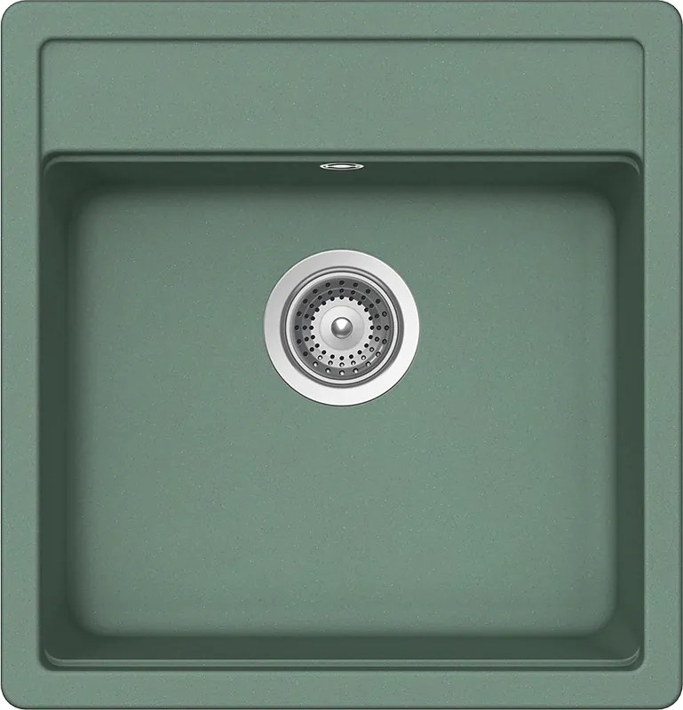 Chiuveta bucatarie Schock Nemo N-100S Cristalite Sage 490 x 510 mm, granit, montare pe blat, verde salvie