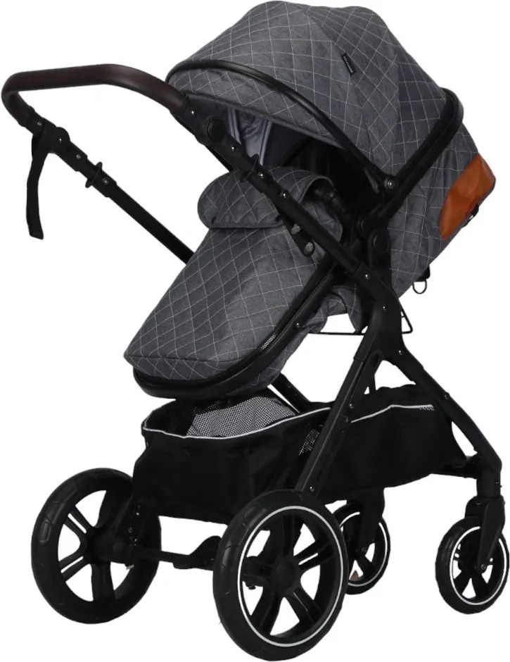 Carucior nou nascuti 2 in 1 NOVOKIDS™ X1000 series, Cu geanta bebe, Cadru Aluminiu, Amortizoare, Roti din cauciuc plin AVE, Landou, Spatar reglabil 3