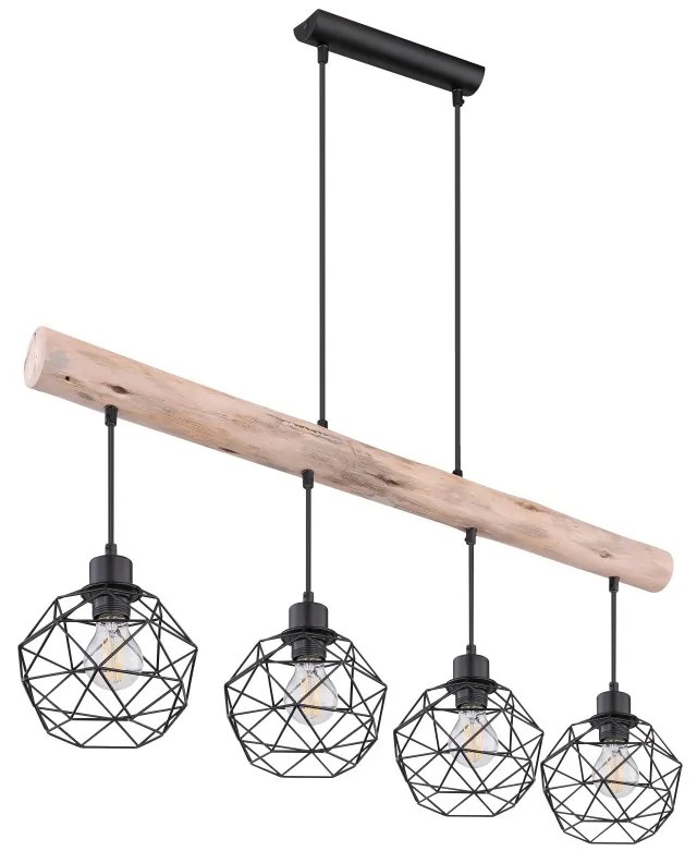 Lustra cu 4 pendule design modern Theodor lemn 15416-4 GL