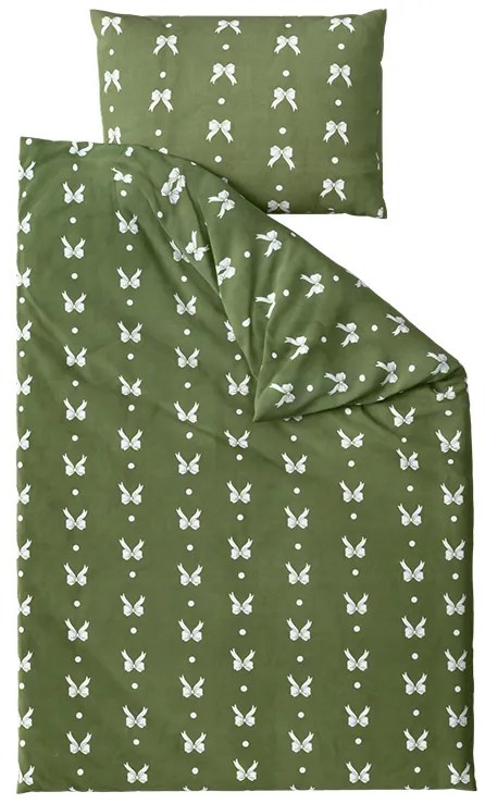 Lenjerie din microflanel WHITE BOW verde Dimensiune lenjerie de pat: 70 x 90 cm | 140 x 200 cm
