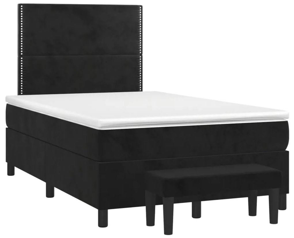 3270465 vidaXL Pat box spring cu saltea, negru, 120x190 cm, catifea