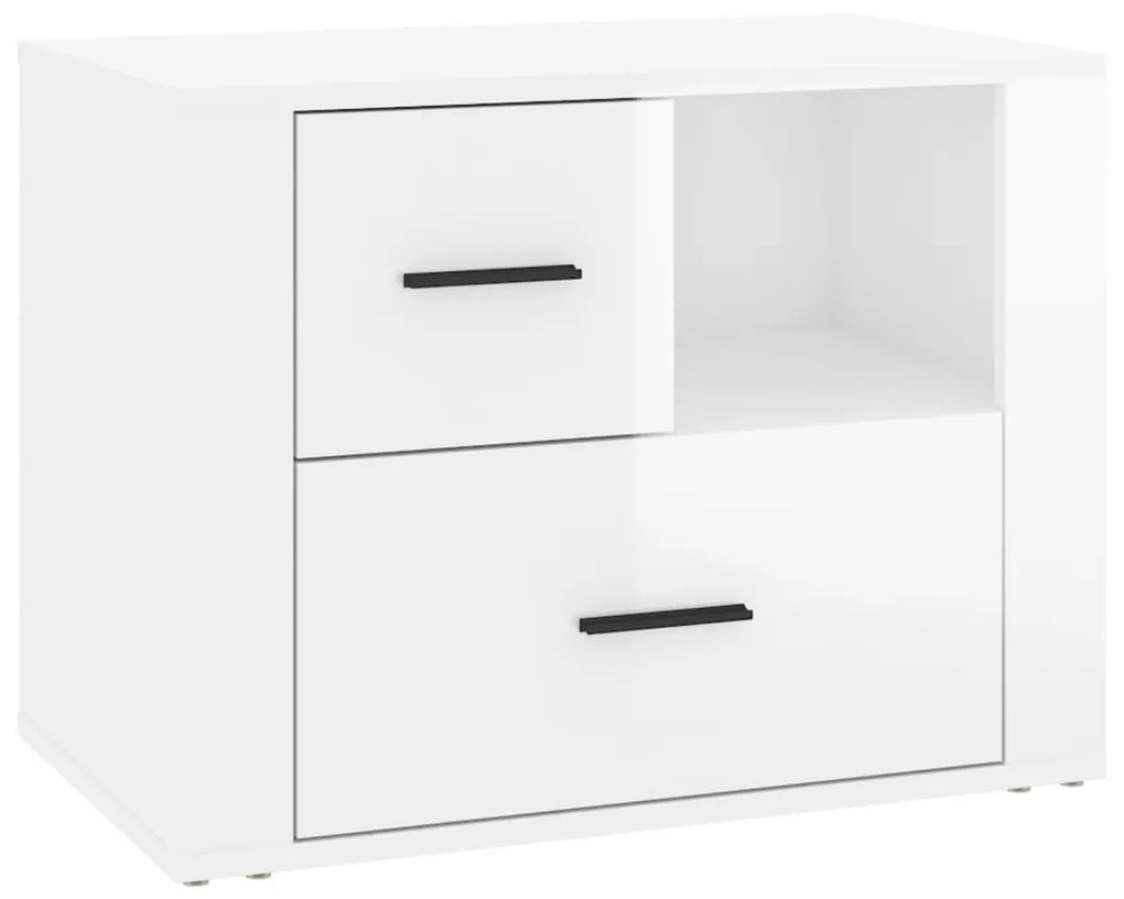 816738 vidaXL Noptieră, alb extralucios, 60x36x45 cm, lemn compozit