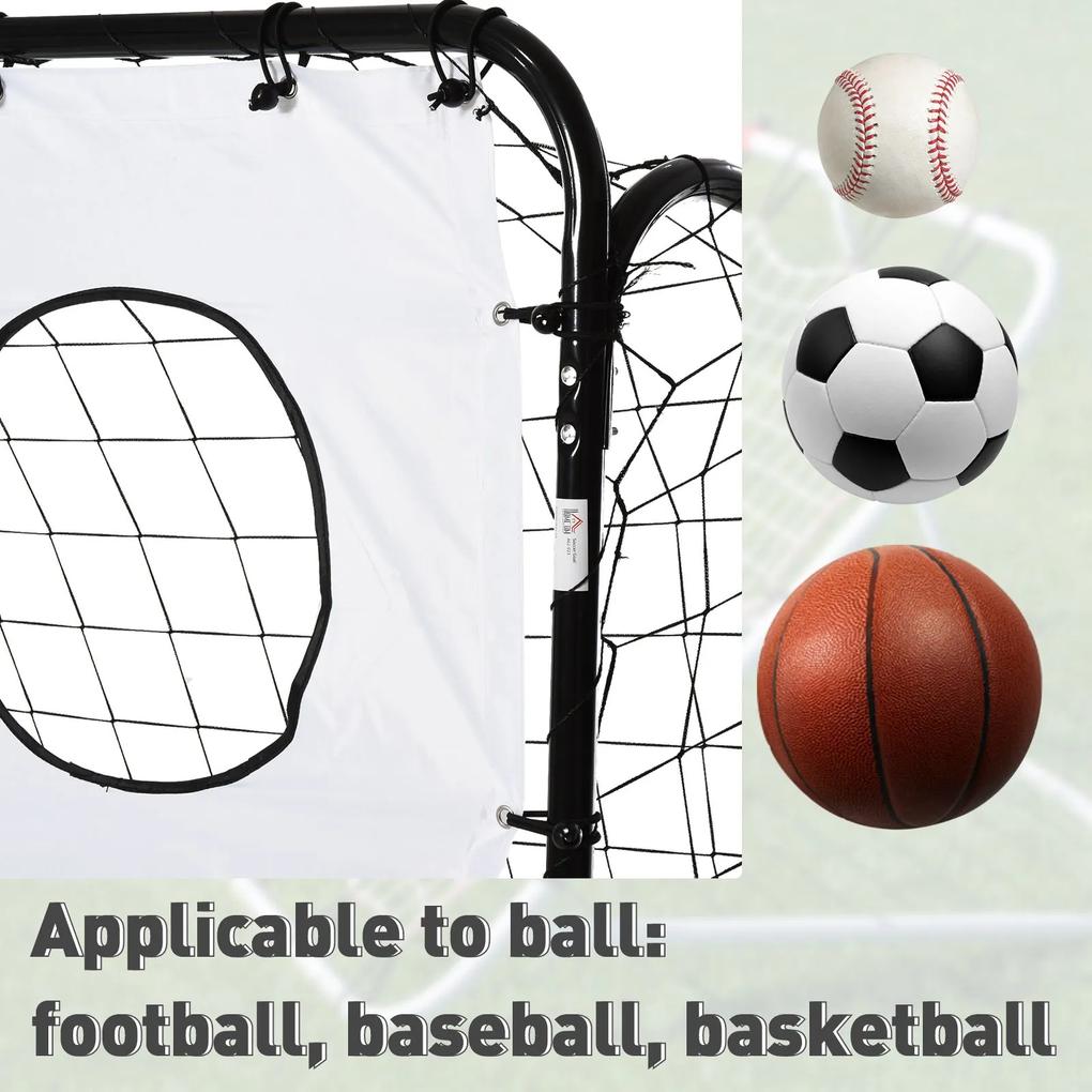 HOMCOM Poarta de Fotbal pentru Adulti Copii Plasa din PE, din Metal si Oxford, Alb si Negru, 240x88x171,5cm