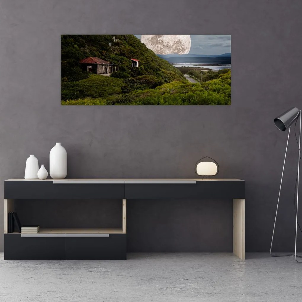 Tablou - peisaj cu luna (120x50 cm)