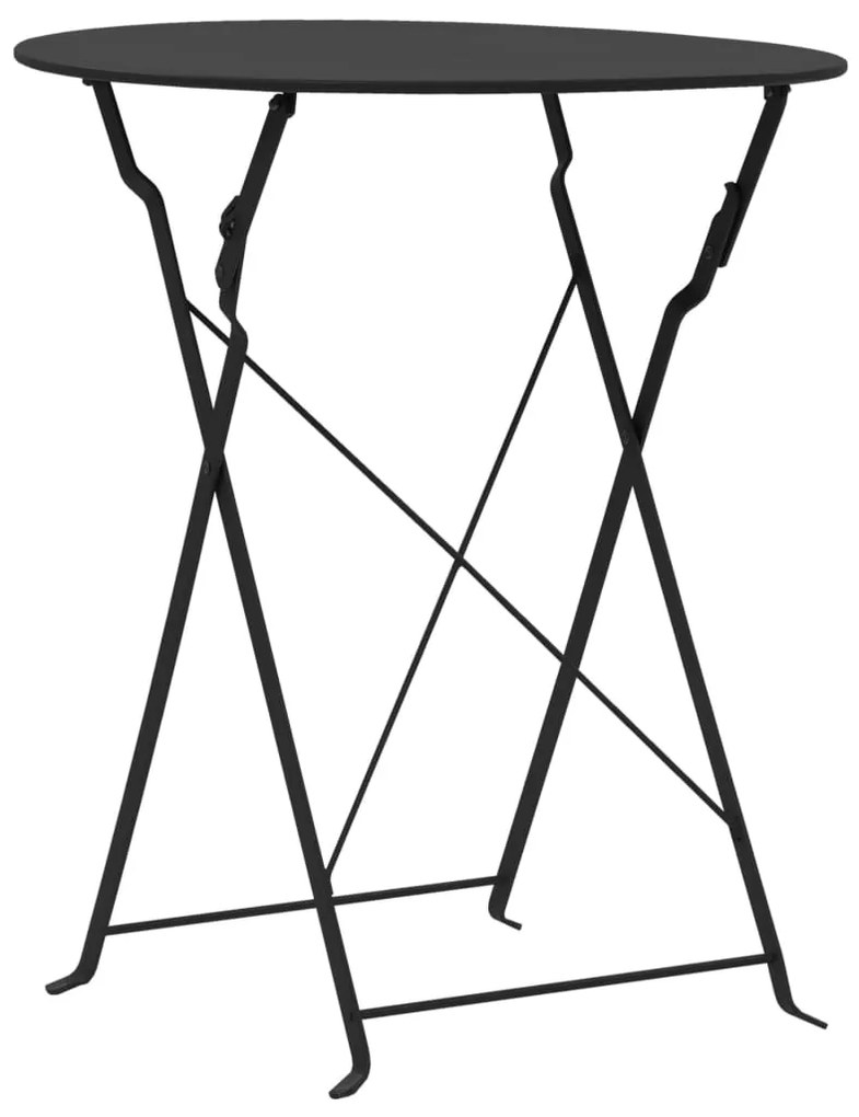 44356 vidaXL Set mobilier bistro, 3 piese, negru, oțel