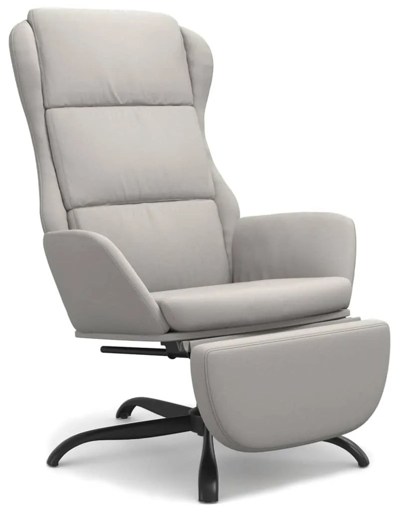 3097927 vidaXL Scaun de relaxare cu taburet, gri deschis, microfibră