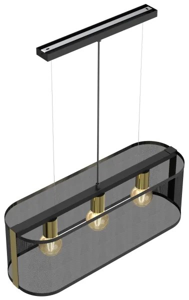 Lustră pe cablu KAGA 3xE27/60W/230V neagră/aurie