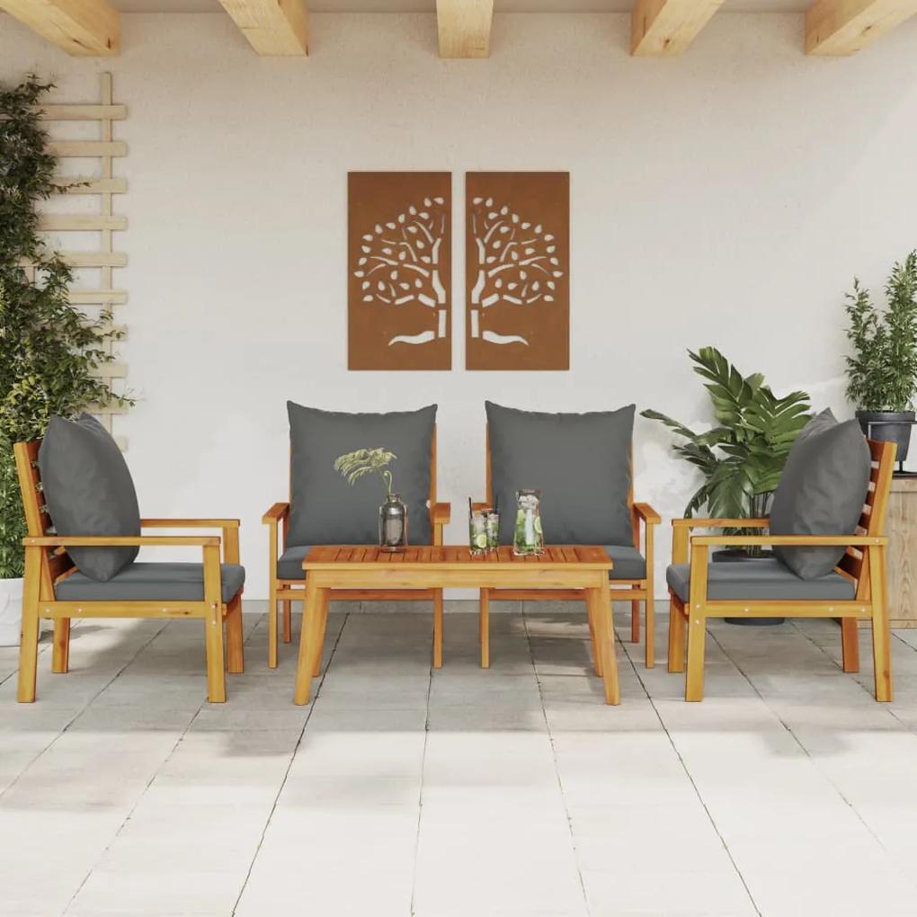 3211805 vidaXL Set mobilier de grădină cu perne, 5 buc., lemn masiv acacia