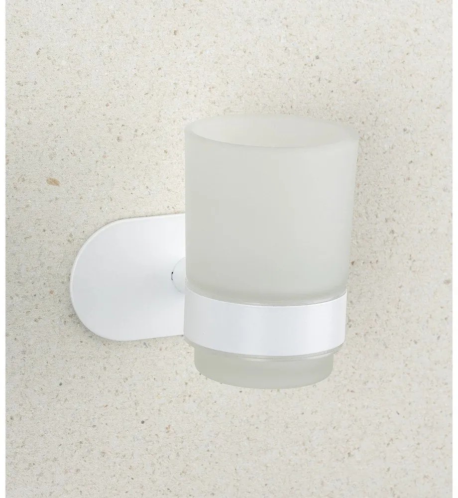 Suport pentru periuța de dinți alb autoadeziv din sticlă Orea – Wenko