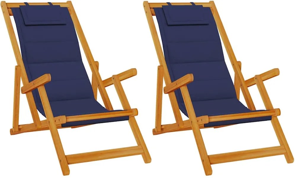 vidaXL Scaun de plajă cu pernă 2 pcs Maro 61.5 x 123 x 82cm