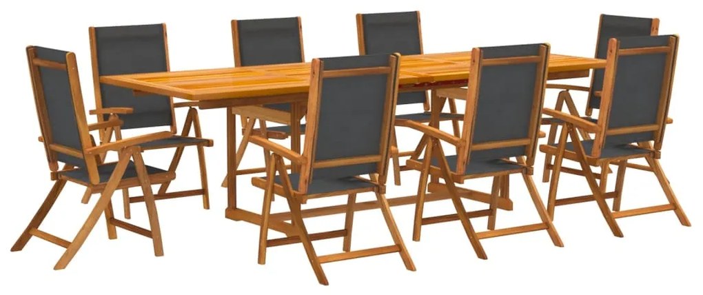 3279265 vidaXL Set mobilier de grădină, 9 piese, lemn masiv acacia/textilenă