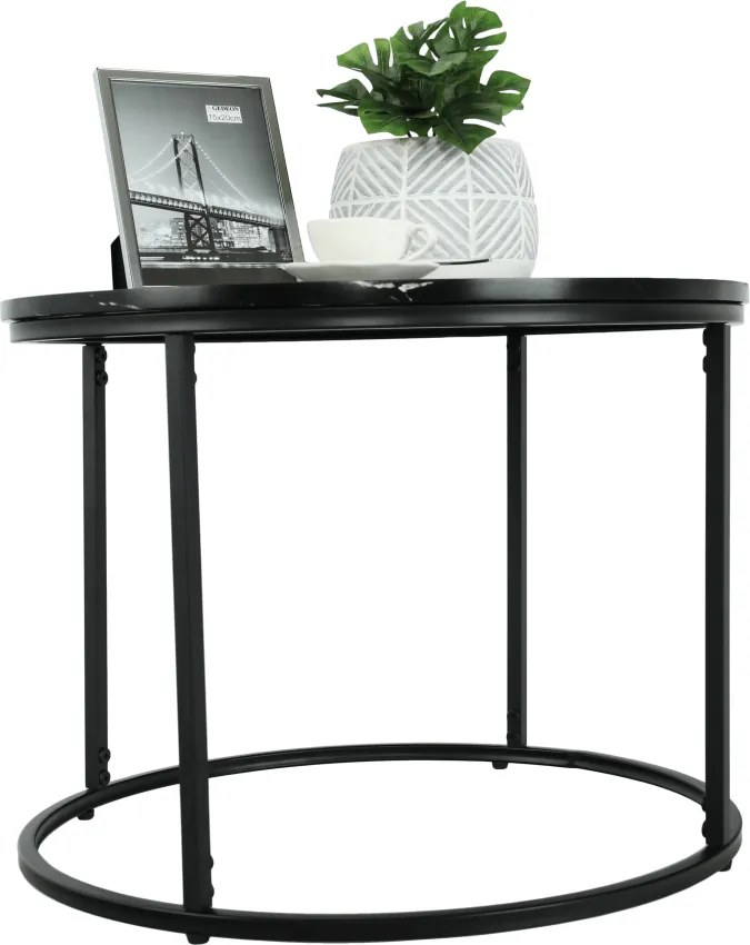 Măsuţă de cafea, marmură neagră / metal negru, GAGIN