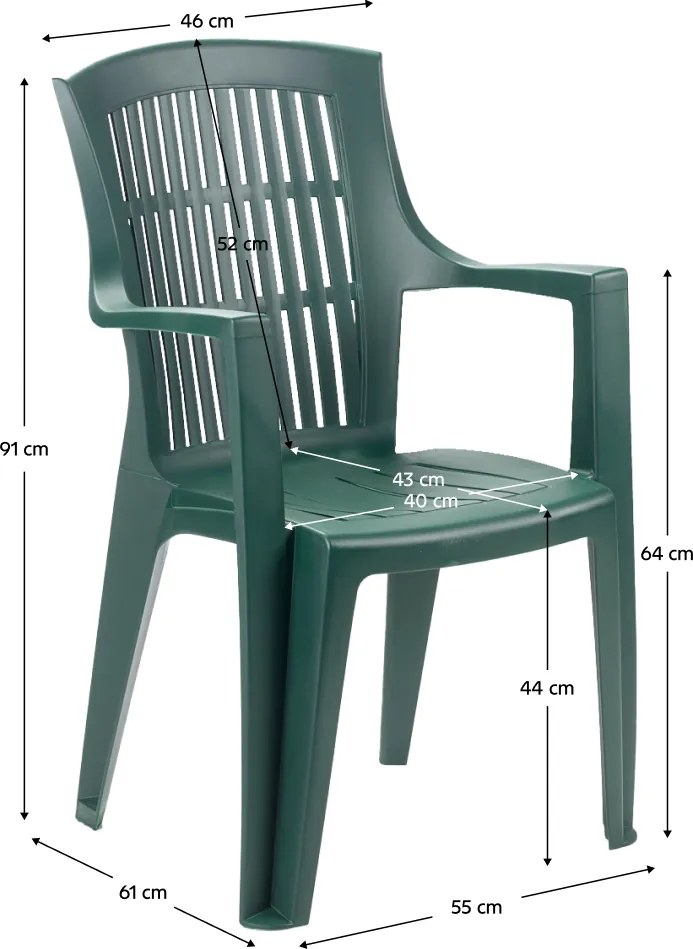 Scaun de grădină stivuibil, verde, ARPOA