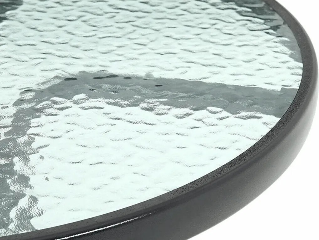 Masa de gradina rotunda cu blat din sticla ISLAND 90 cm, negru