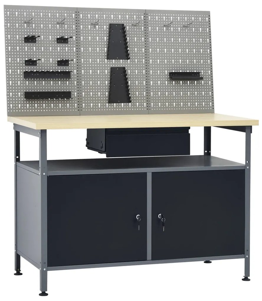 vidaXL Banc de lucru cu trei panouri de perete