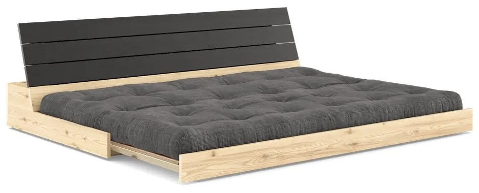 Canapea negru-gri antracit extensibilă cu tapițerie din catifea reiată 196 cm Base – Karup Design
