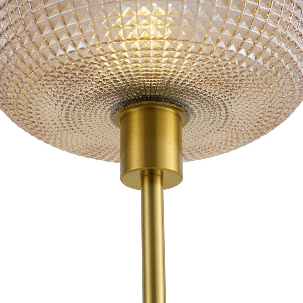 Lampă de podea de design alamă cu sticlă ambră 2 lumini - Brianna