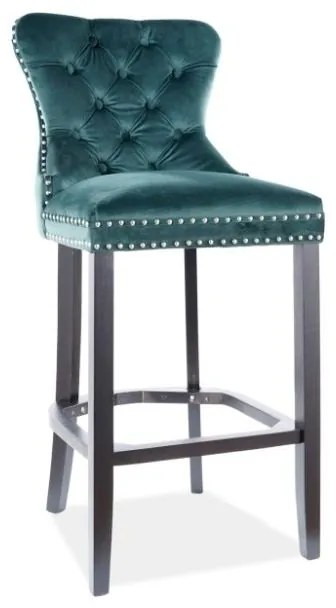 Scaun Bar Din Catifea August C H-1 Picioare Negre/Verde Bluvel 78